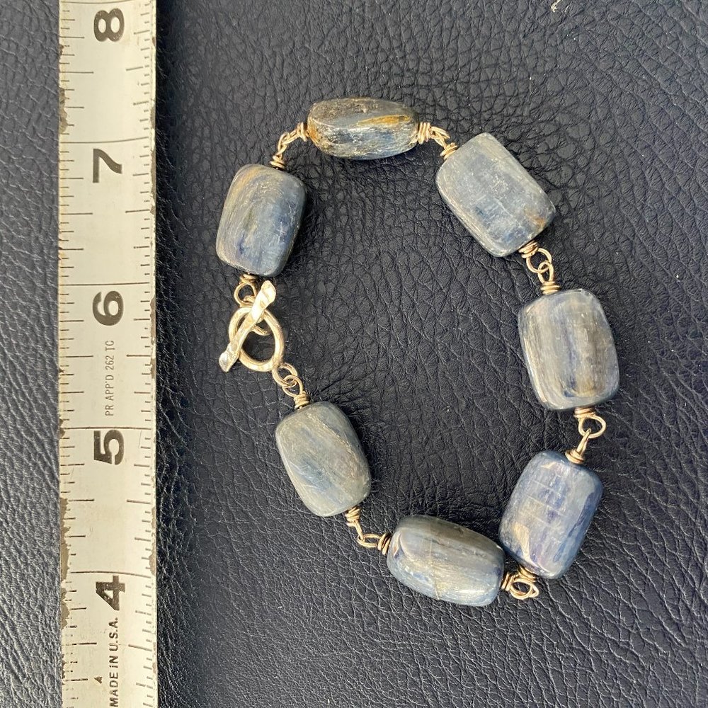Silver and blue stone bracelet handmade